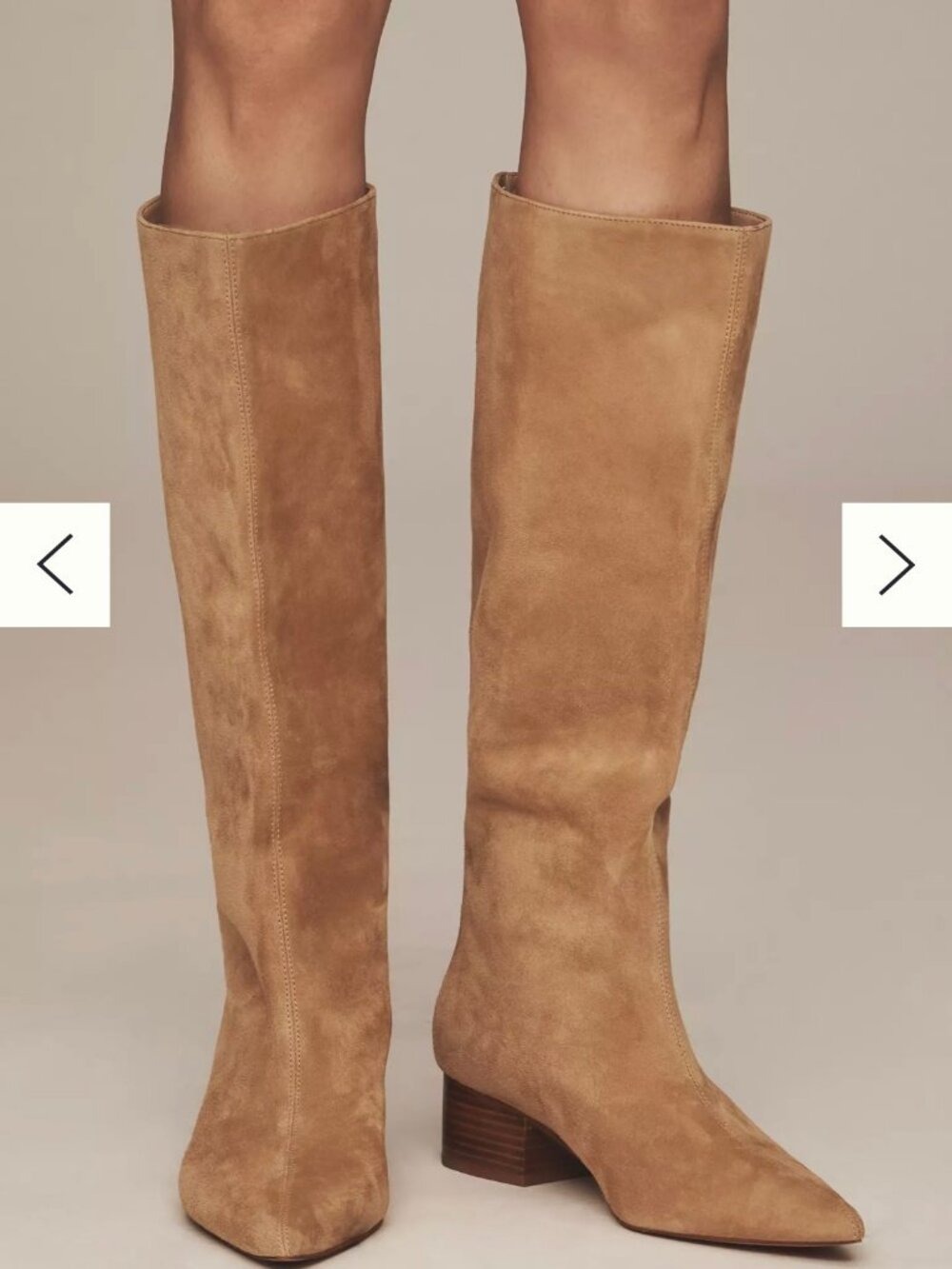 Silent D Kaias Knee High Boots Suede Tan Pointed Toe Western Boho 9.5